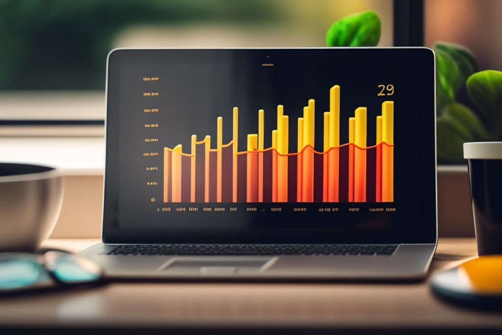 laptop with graph screen that says 29 it